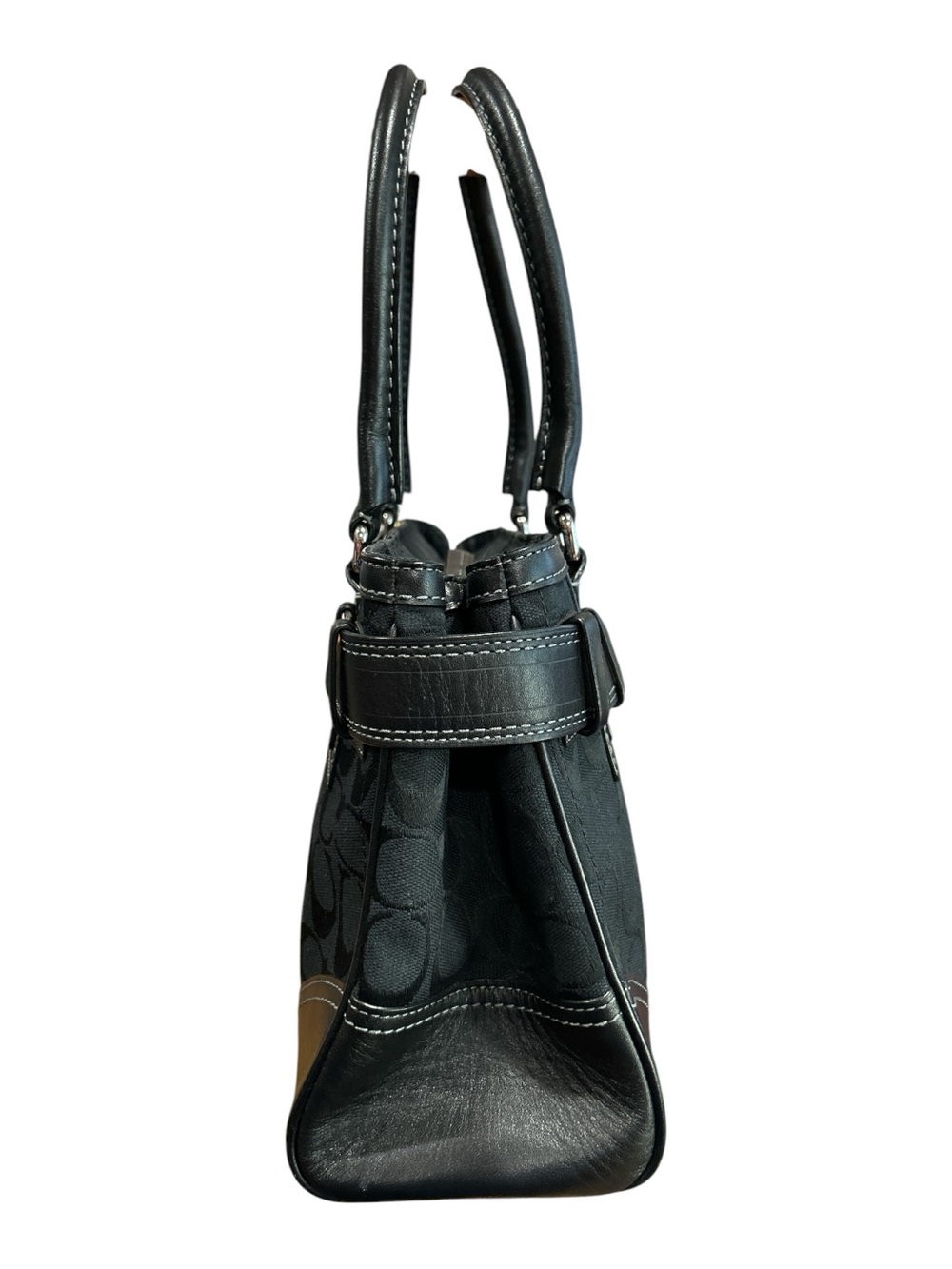 Coach Black Signature Canvas Satchel with Silver Hardware - Picture 2 of 9